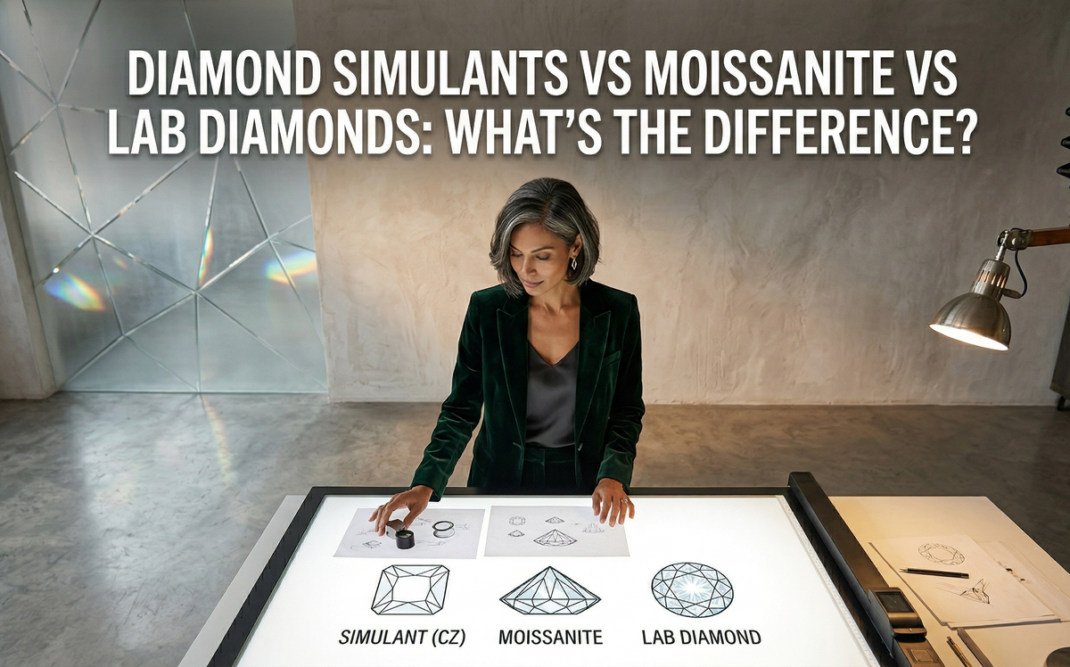 Diamond simulant, moissanite and lab-grown diamond compared
