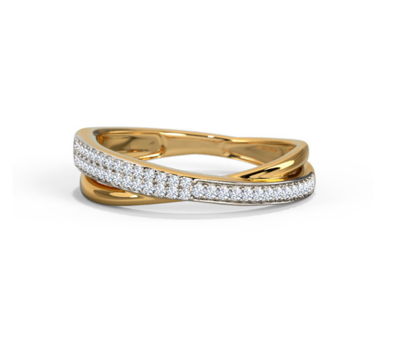 Gold ring with diamond accents on a white background, lab grown diamond in hyderabad