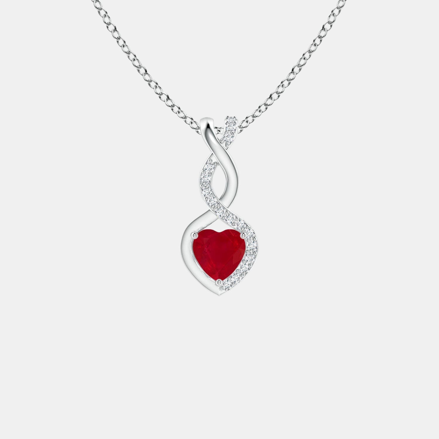 Ruby Infinite Heart Pendant with Diamonds