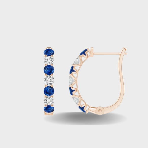 Sapphire Diamond Huggie Hoop Earrings