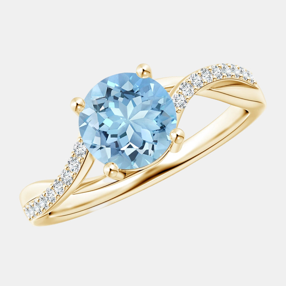 Aquamarine Twisted Split Shank Engagement Ring