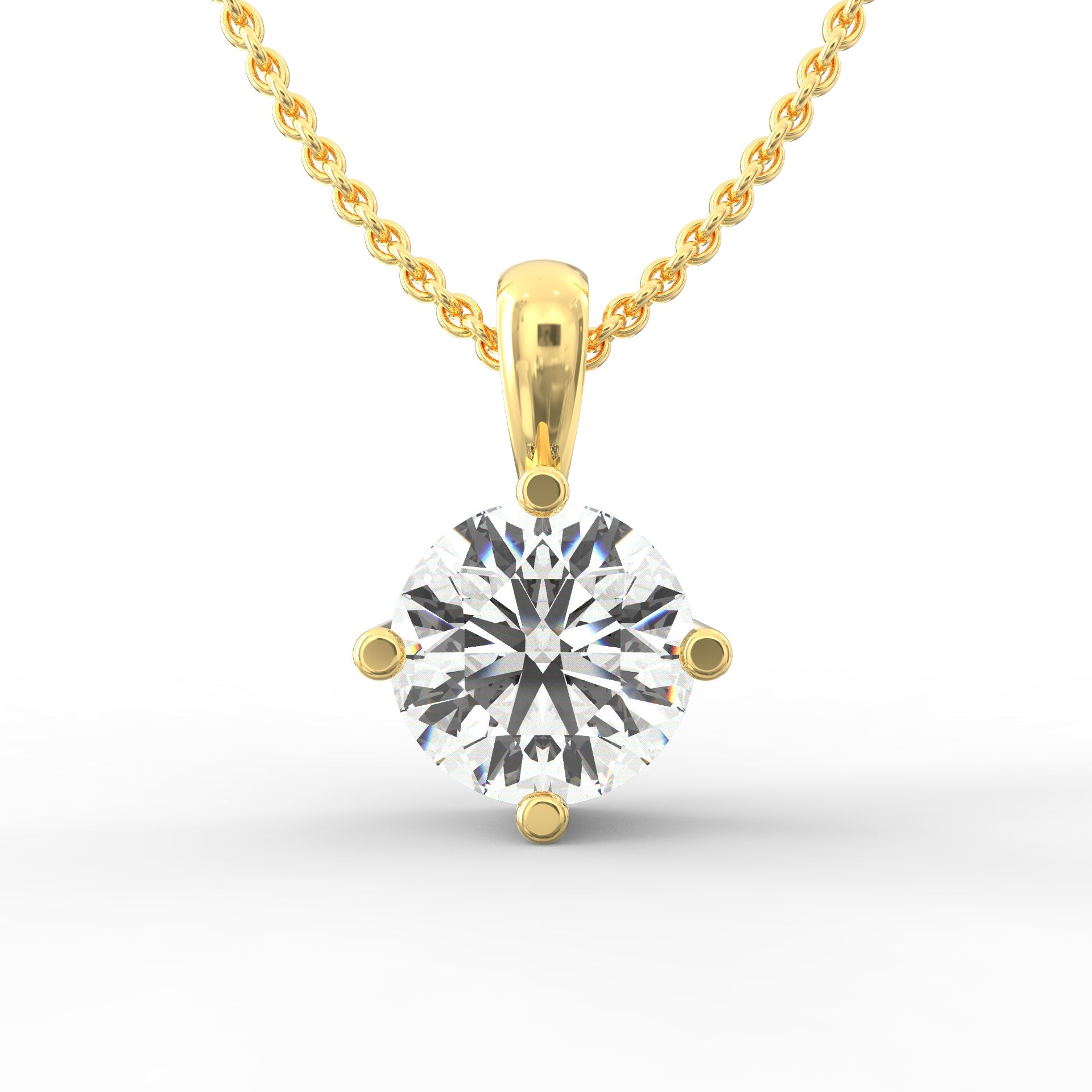 Classic Carat Solitaire Diamond Pendant with Subtle Gold Accent 925  Sterling Silver Gold
