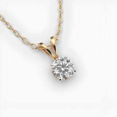 Round 1 Carat Shape Solitaire Pendant with Chain