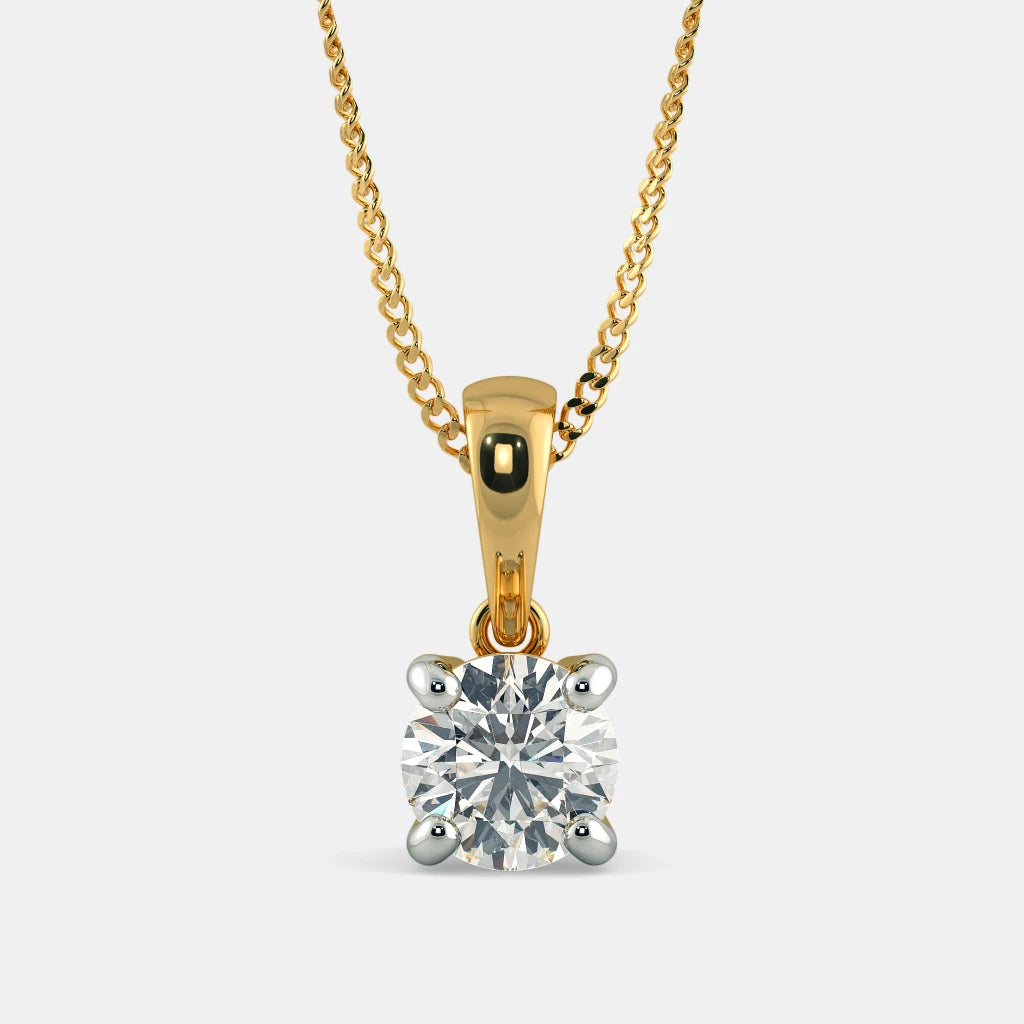 Round 1 Carat Shape Solitaire Pendant with Chain