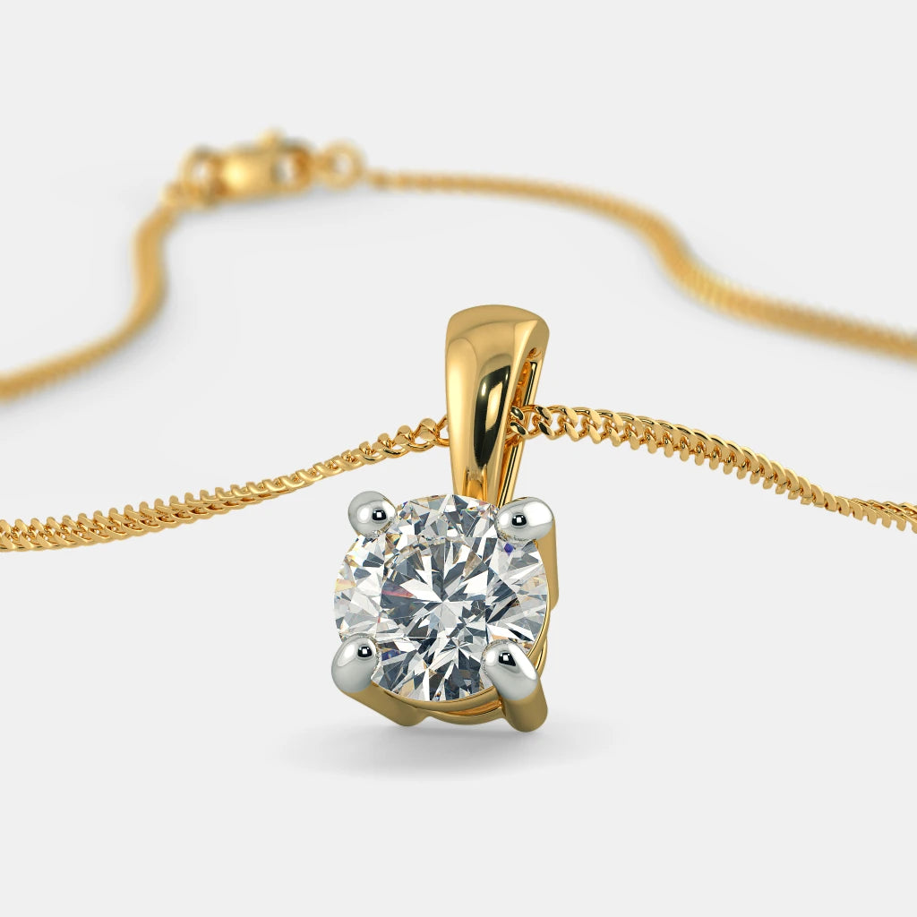 Round 1 Carat Shape Solitaire Pendant with Chain