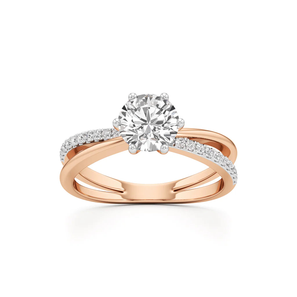 Round Solitaire Bypass Ring with Alina Accents
