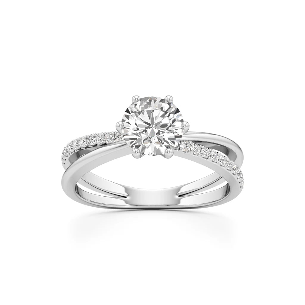 Round Solitaire Bypass Ring with Alina Accents