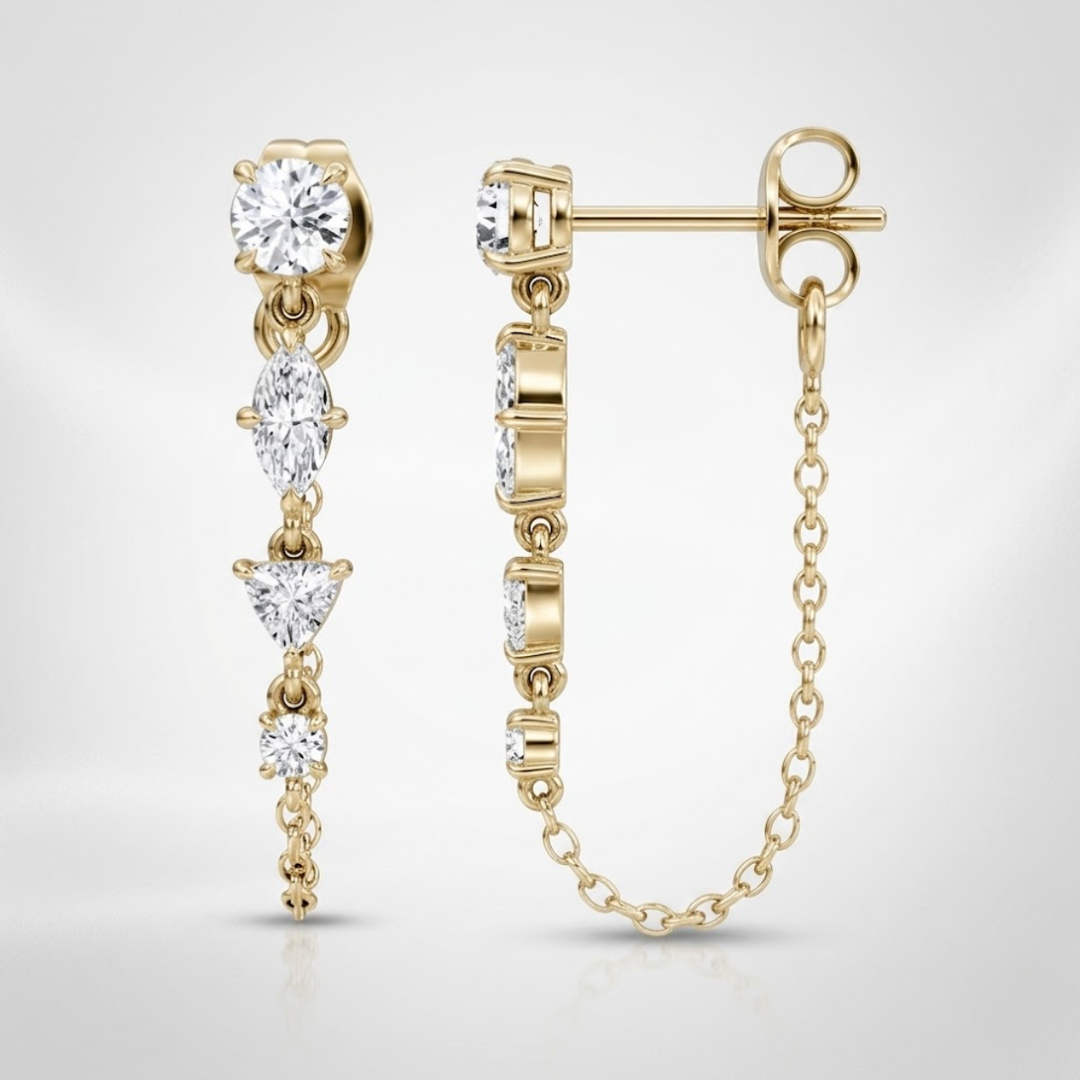 Mixed Shape Linked Tennis Earrings