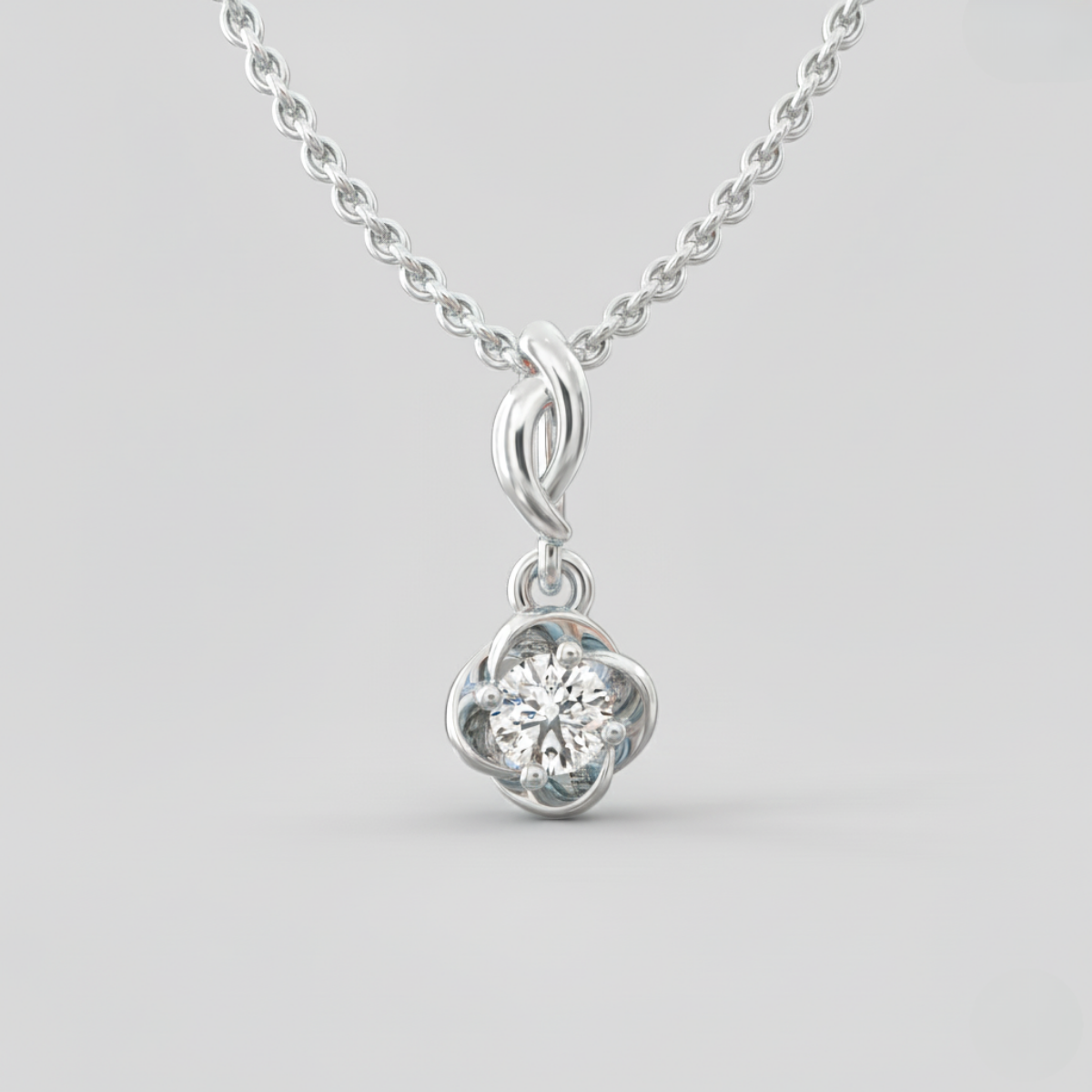 Radiant Elegance: Swirling Gold Solitaire Pendant with Lab-Grown Diamond