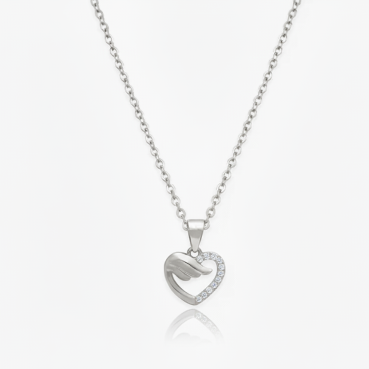 Rose Gold Winged Heart Pendant with Link Chain