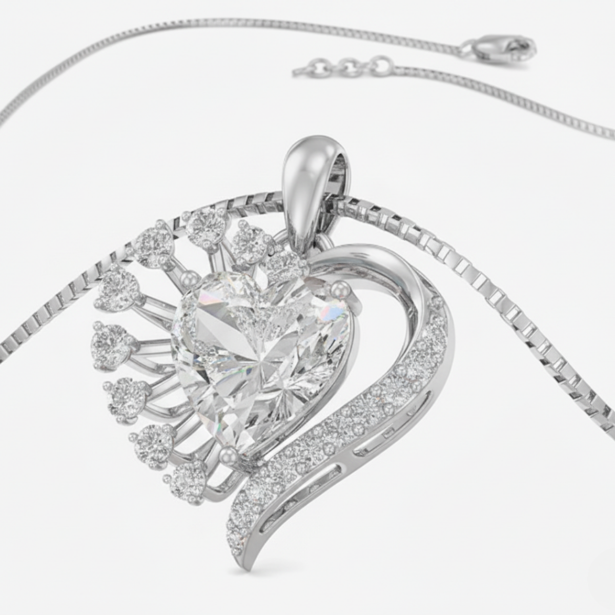 Heart Solitaire Flower lab grown diamond Pendant
