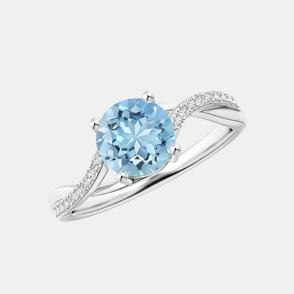 Aquamarine Twisted Split Shank Engagement Ring