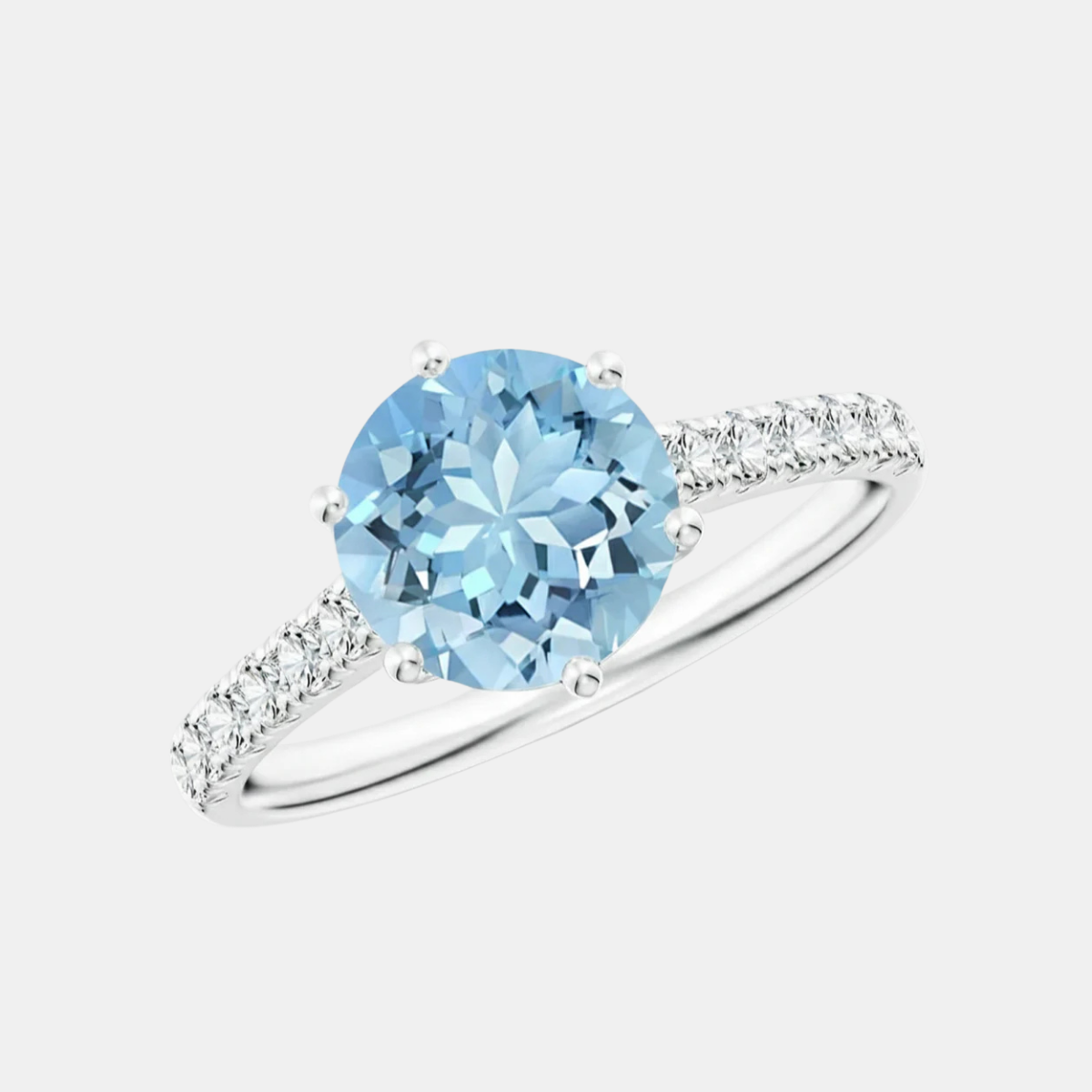 Aquamarine Solitaire Engagement Ring with Diamond Accents