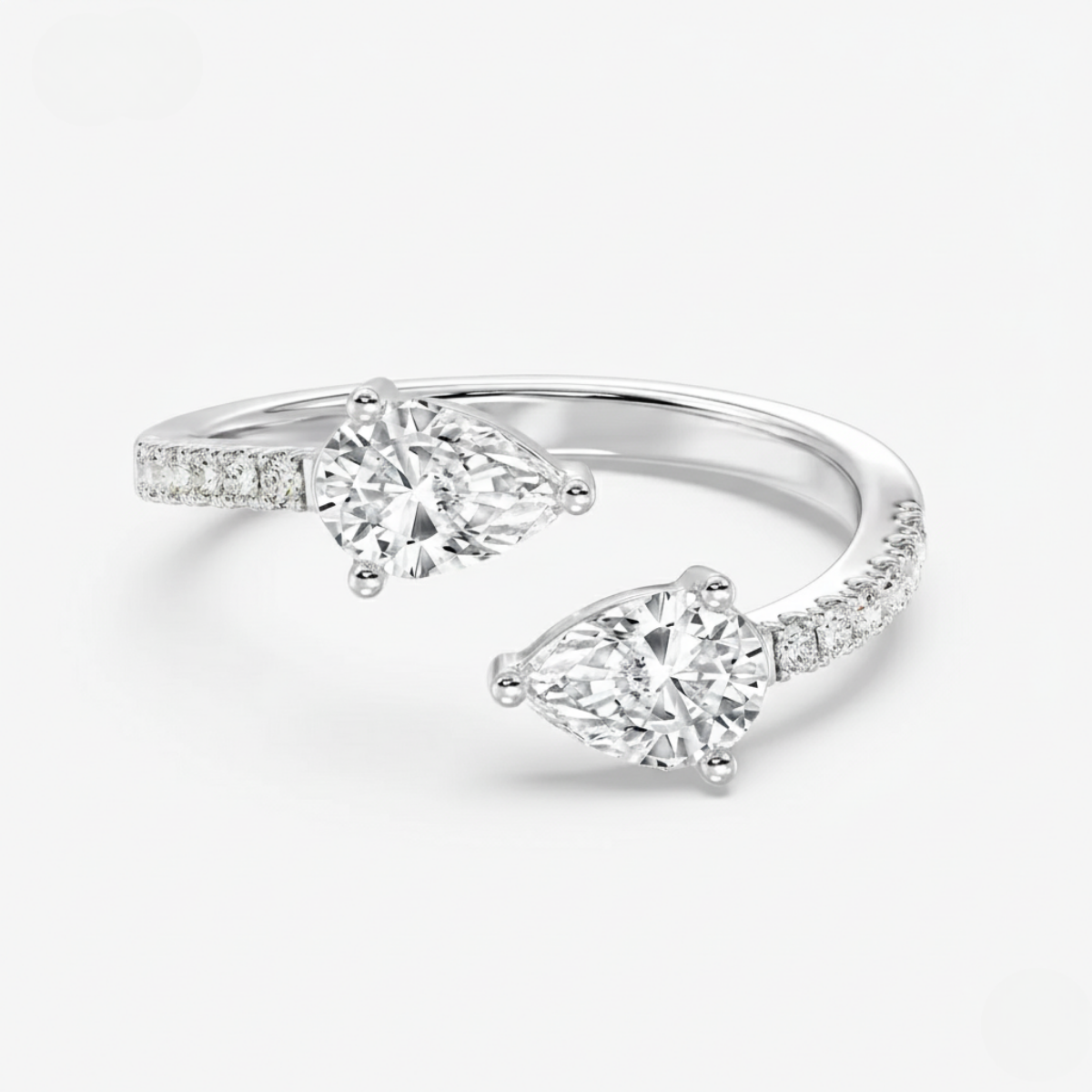Pear-Shaped Lab-Grown Diamond Open Cuff Ring