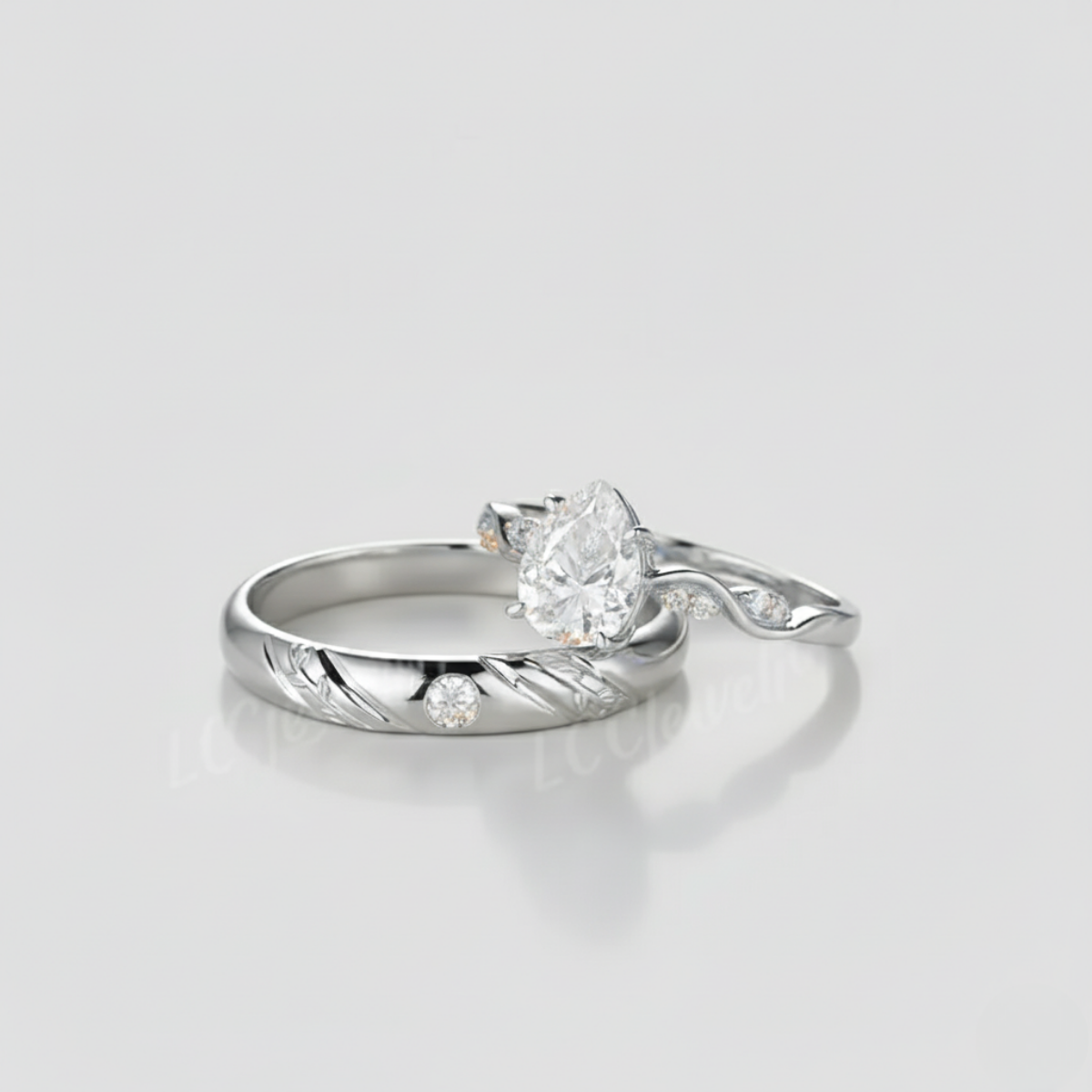 Vintage 2PC Couple Rings Set For Men and Women