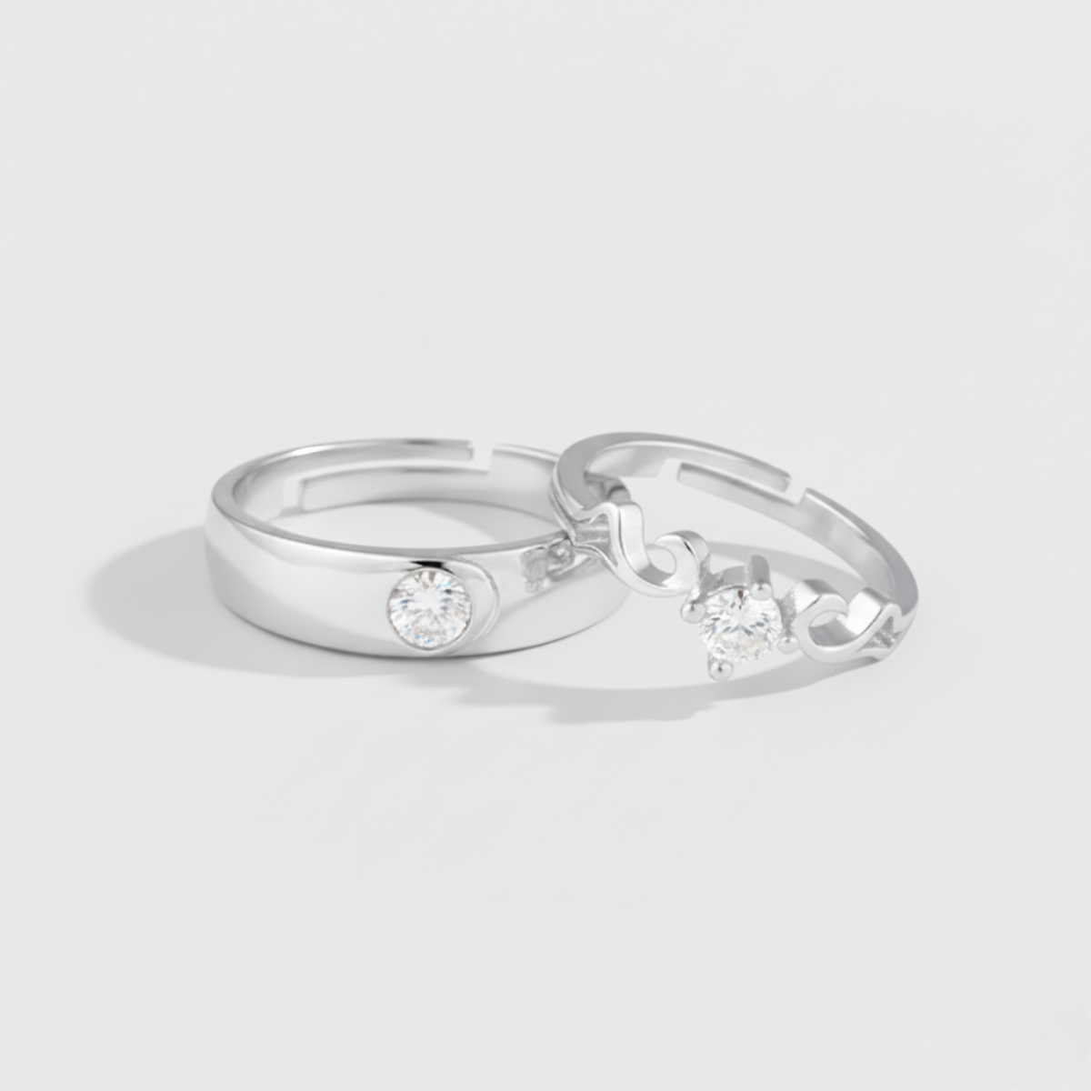 Golden Glowing in Love Couple Rings