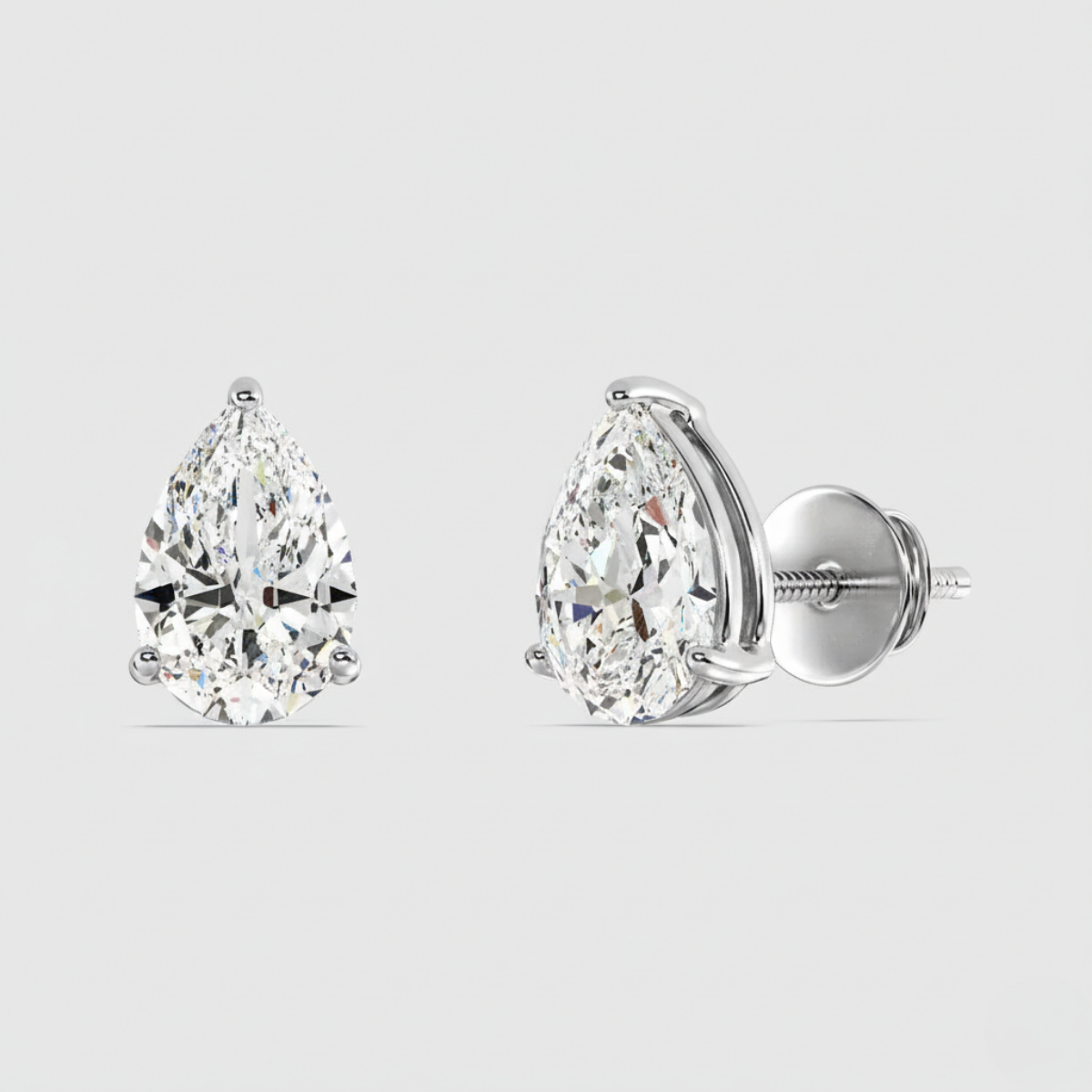 Pear Shaped Lab Grown Diamond Stud Earrings 0.5 CT Each