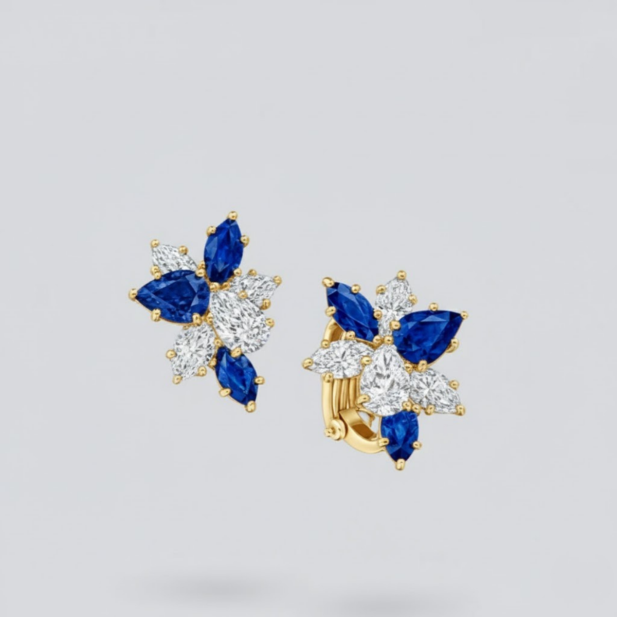 Winston Cluster Sapphire and Diamond Earrings