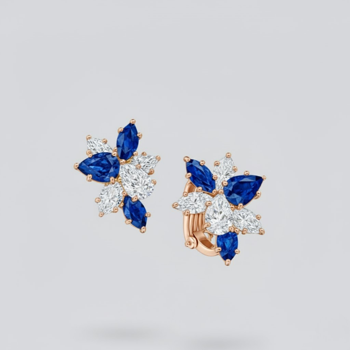 Winston Cluster Sapphire and Diamond Earrings