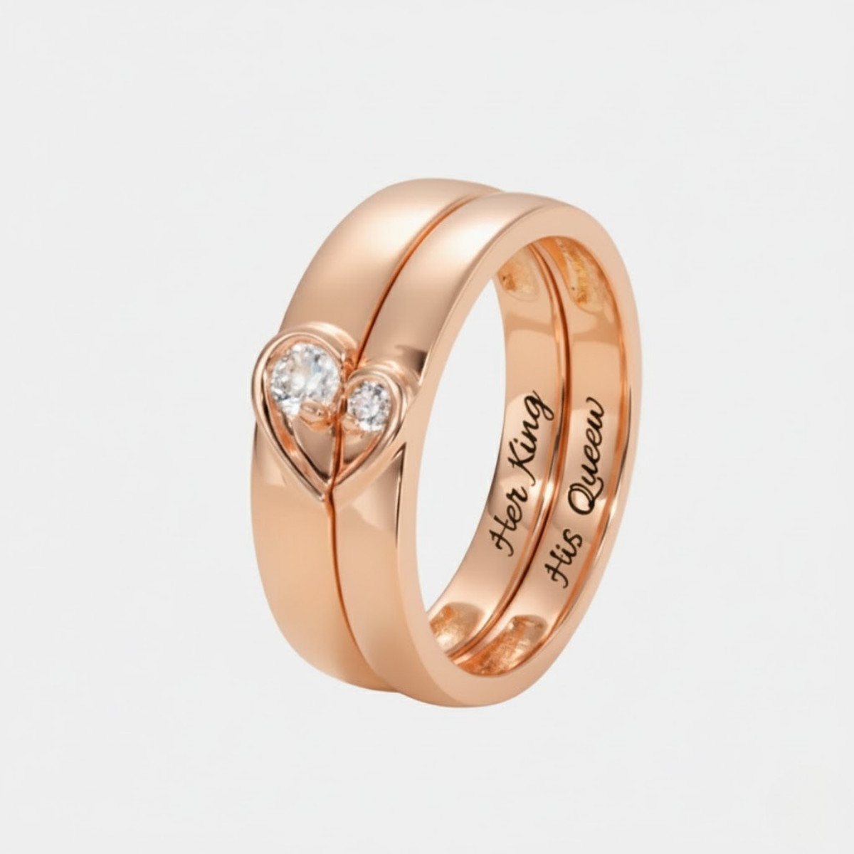 Half Heart Shaped Ring for Couple in lab grown diamonds