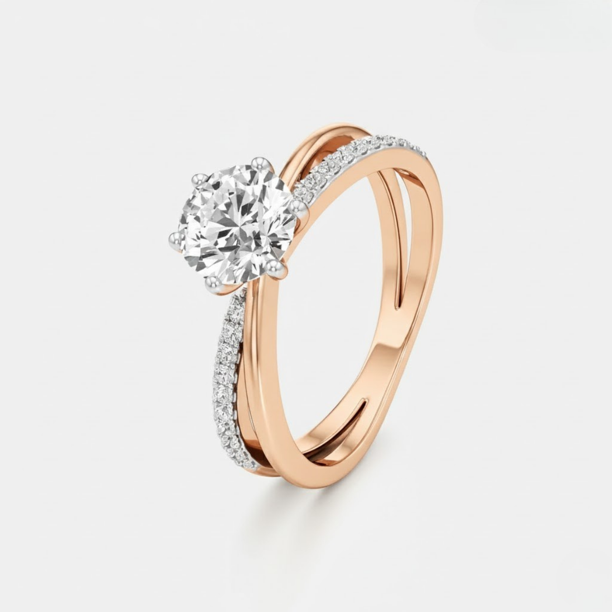 Round Solitaire Bypass Ring with Alina Accents