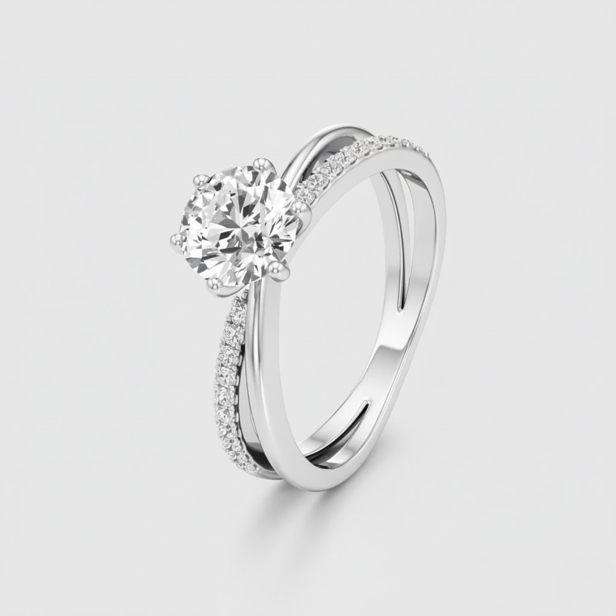 Round Solitaire Bypass Ring with Alina Accents