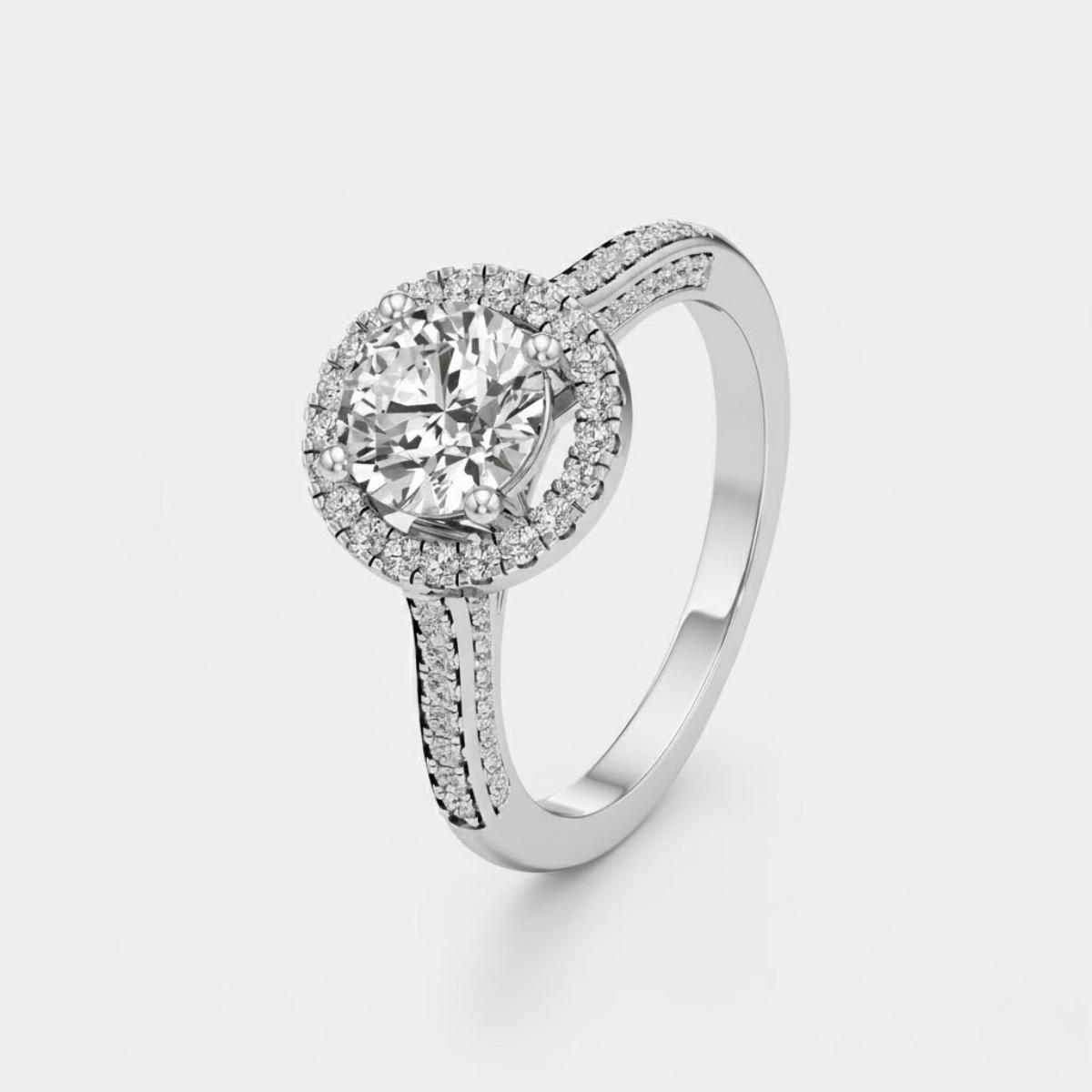 Halo Engagement Ring with Brightband