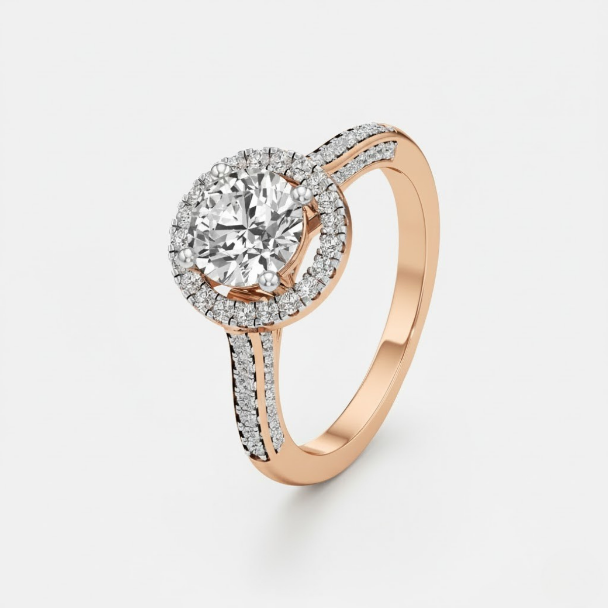 Halo Engagement Ring with Brightband