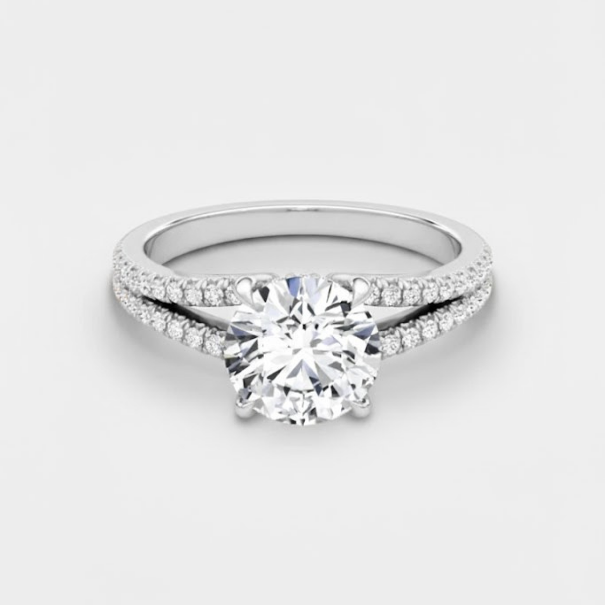 Dulce Halo Round Brilliant Solitaire Pavé Ring