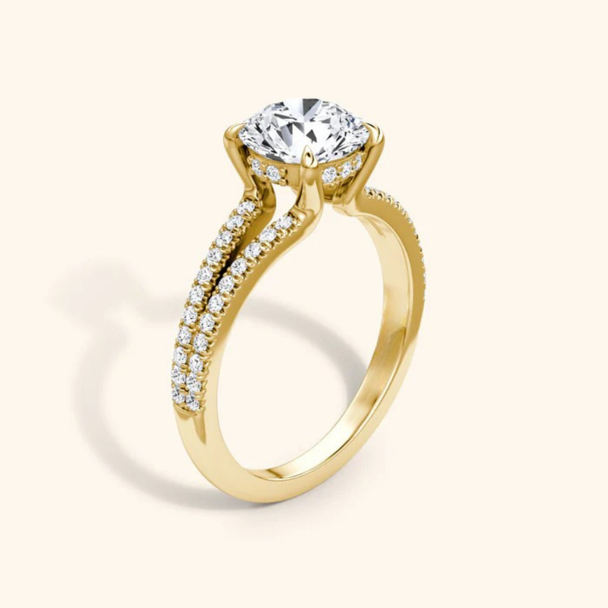 Dulce Halo Round Brilliant Solitaire Pavé Ring