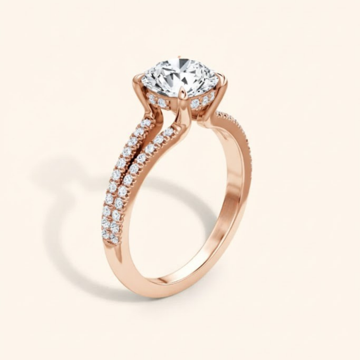 Dulce Halo Round Brilliant Solitaire Pavé Ring