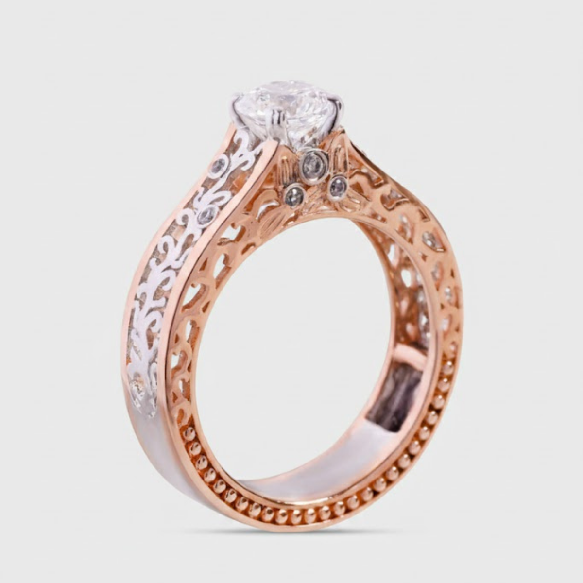 Isabella Vintage Ring with a Round Solitaire