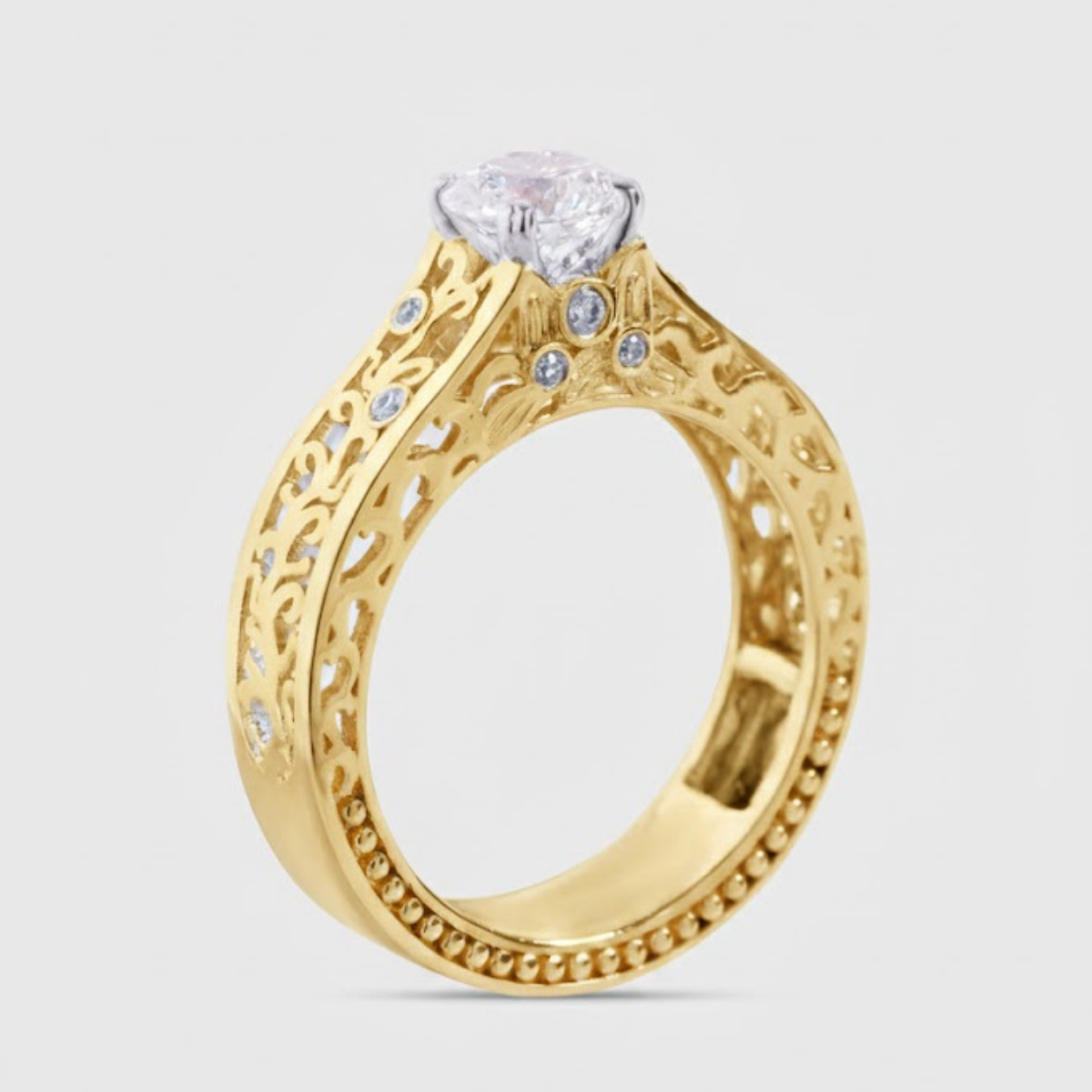 Isabella Vintage Ring with a Round Solitaire