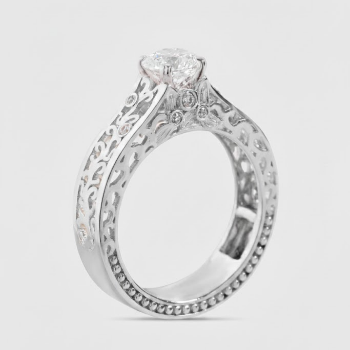 Isabella Vintage Ring with a Round Solitaire