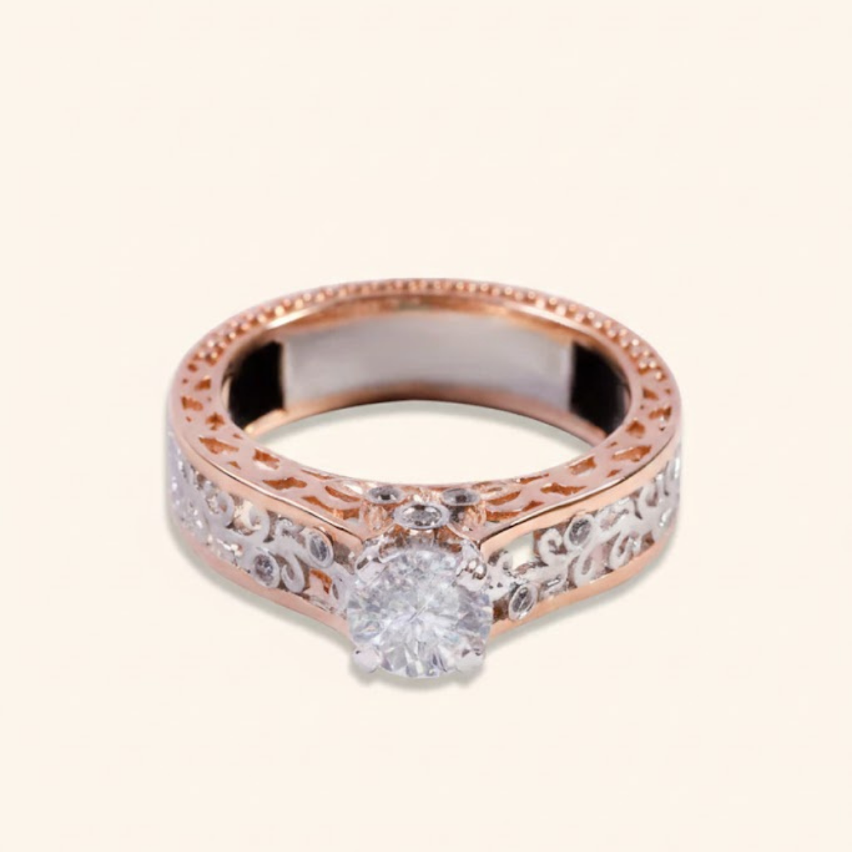 Isabella Vintage Ring with a Round Solitaire