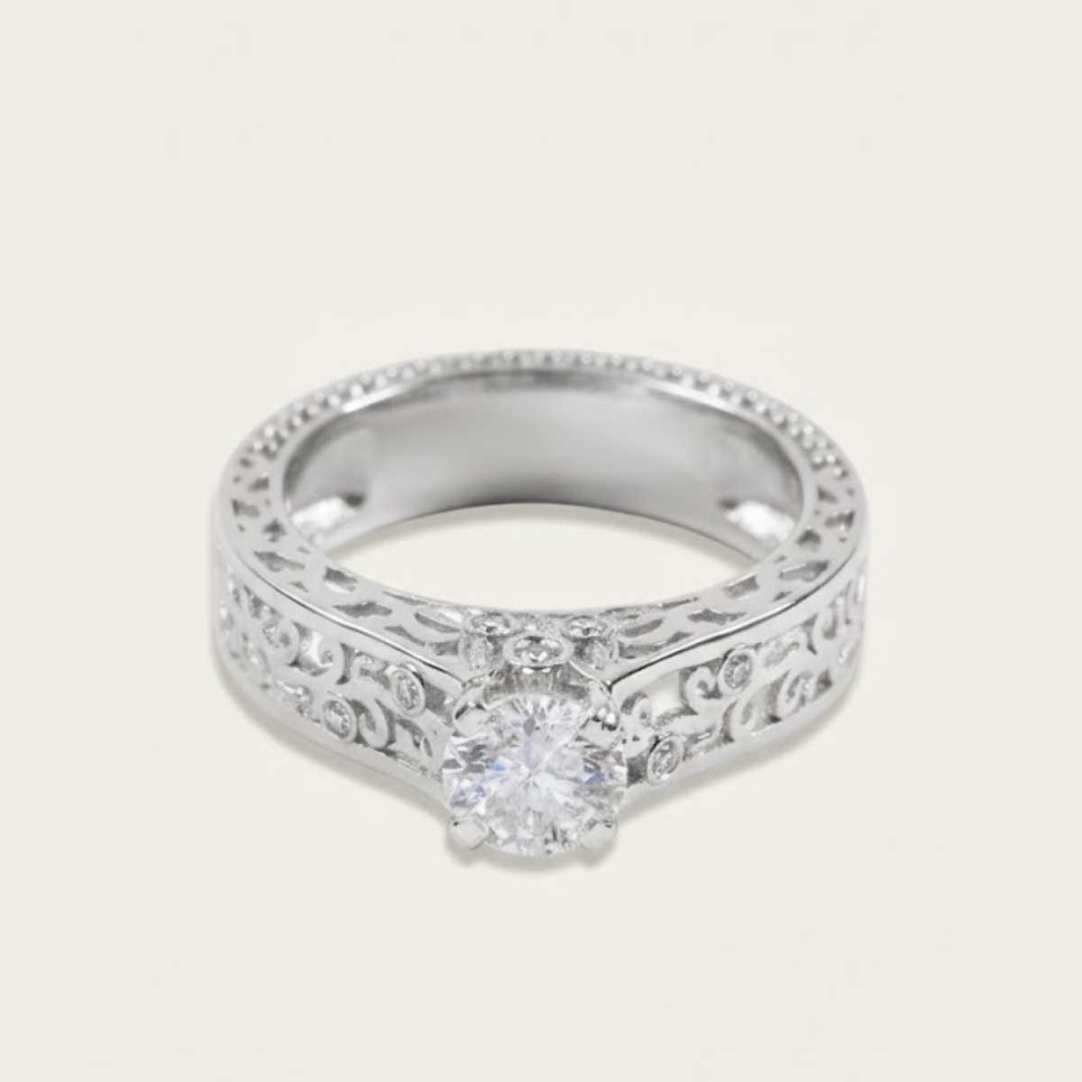 Isabella Vintage Ring with a Round Solitaire