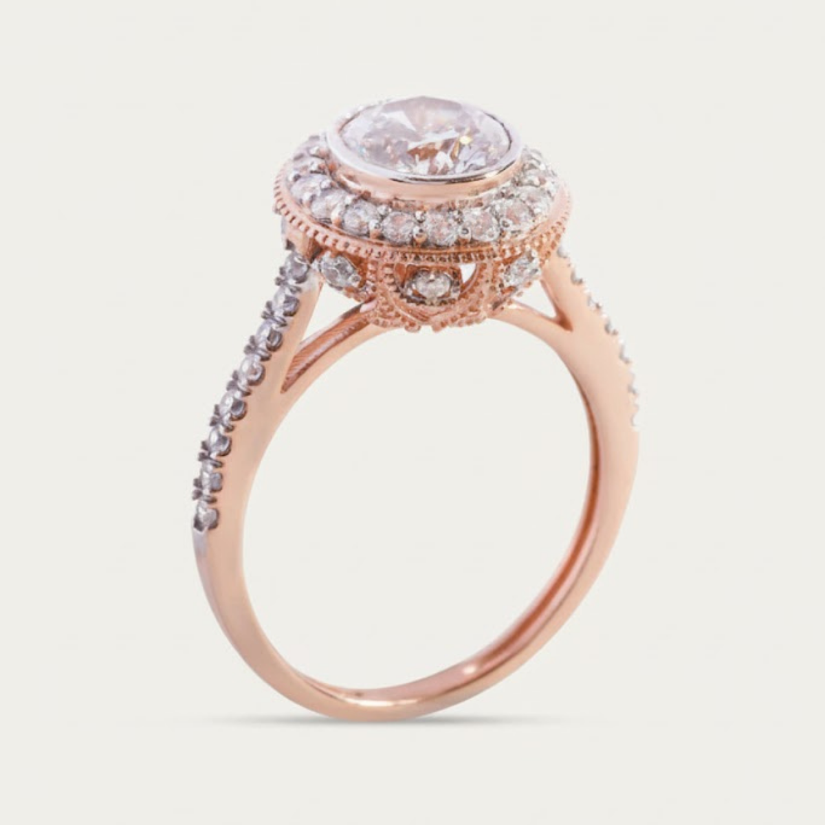 Mumtaz Studded Halo and Pave Ring