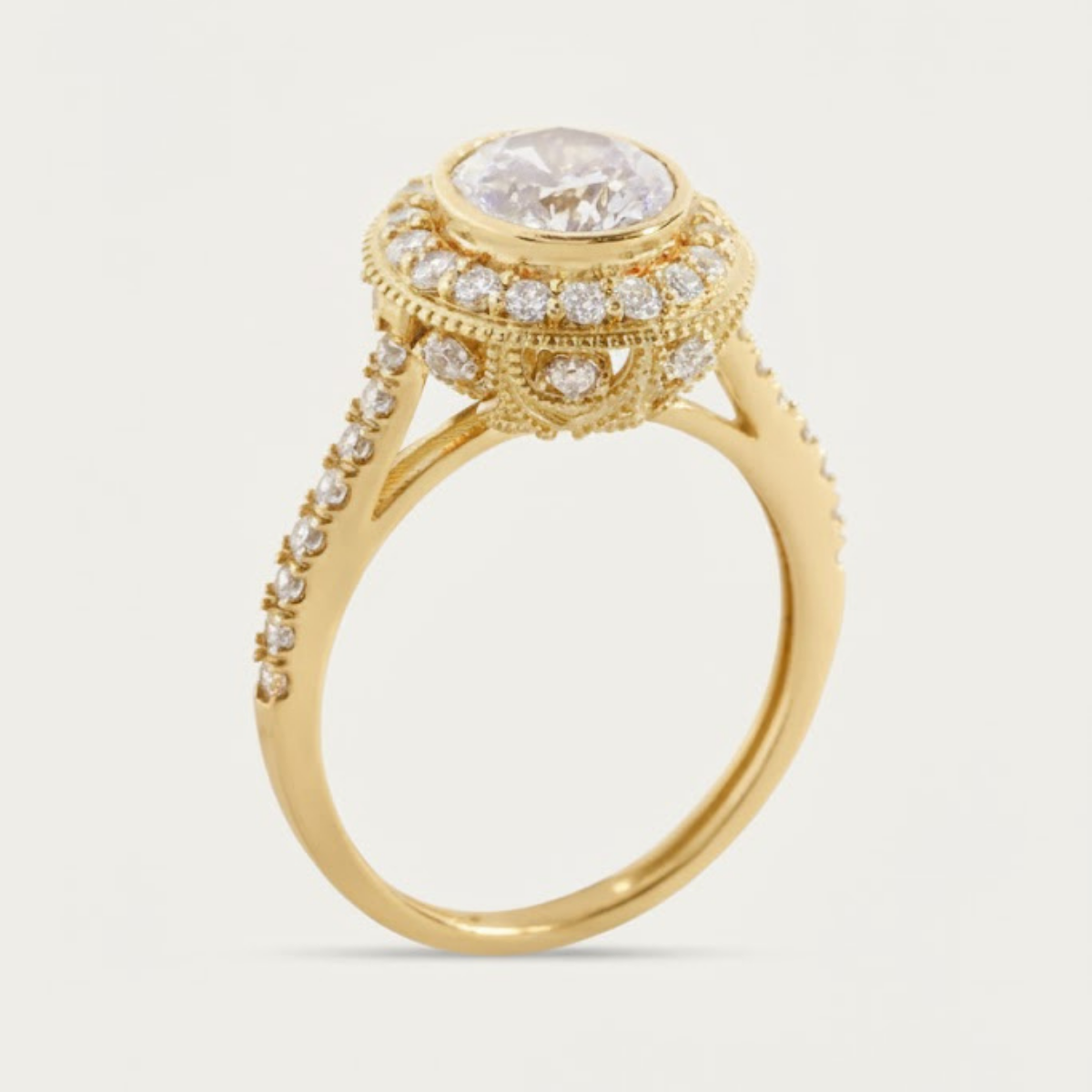 Mumtaz Studded Halo and Pave Ring