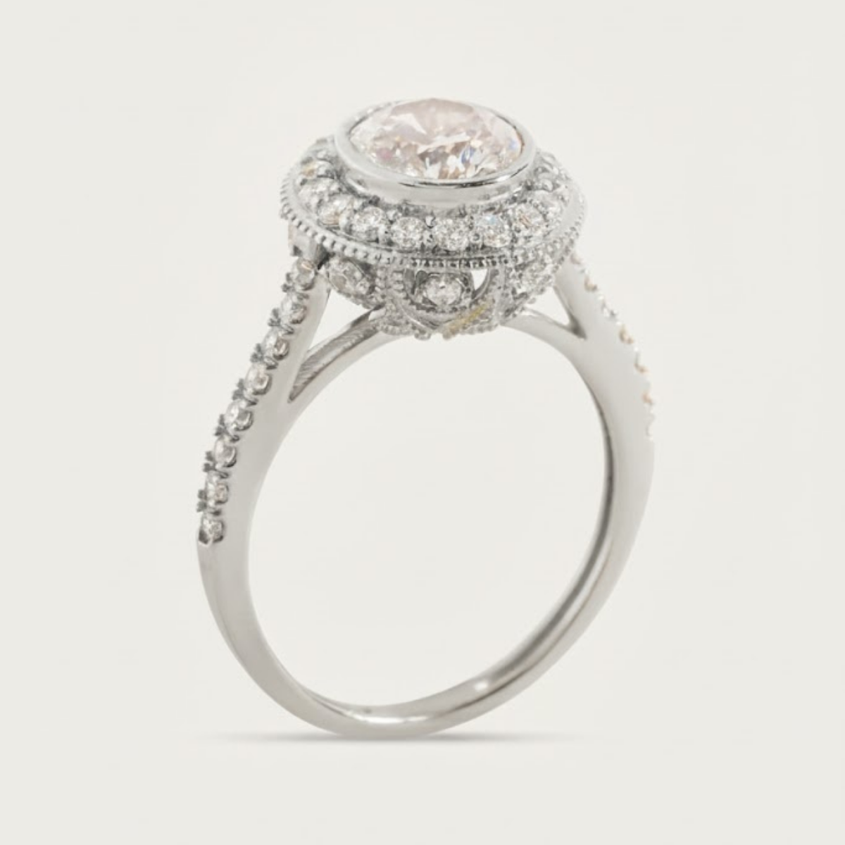 Mumtaz Studded Halo and Pave Ring