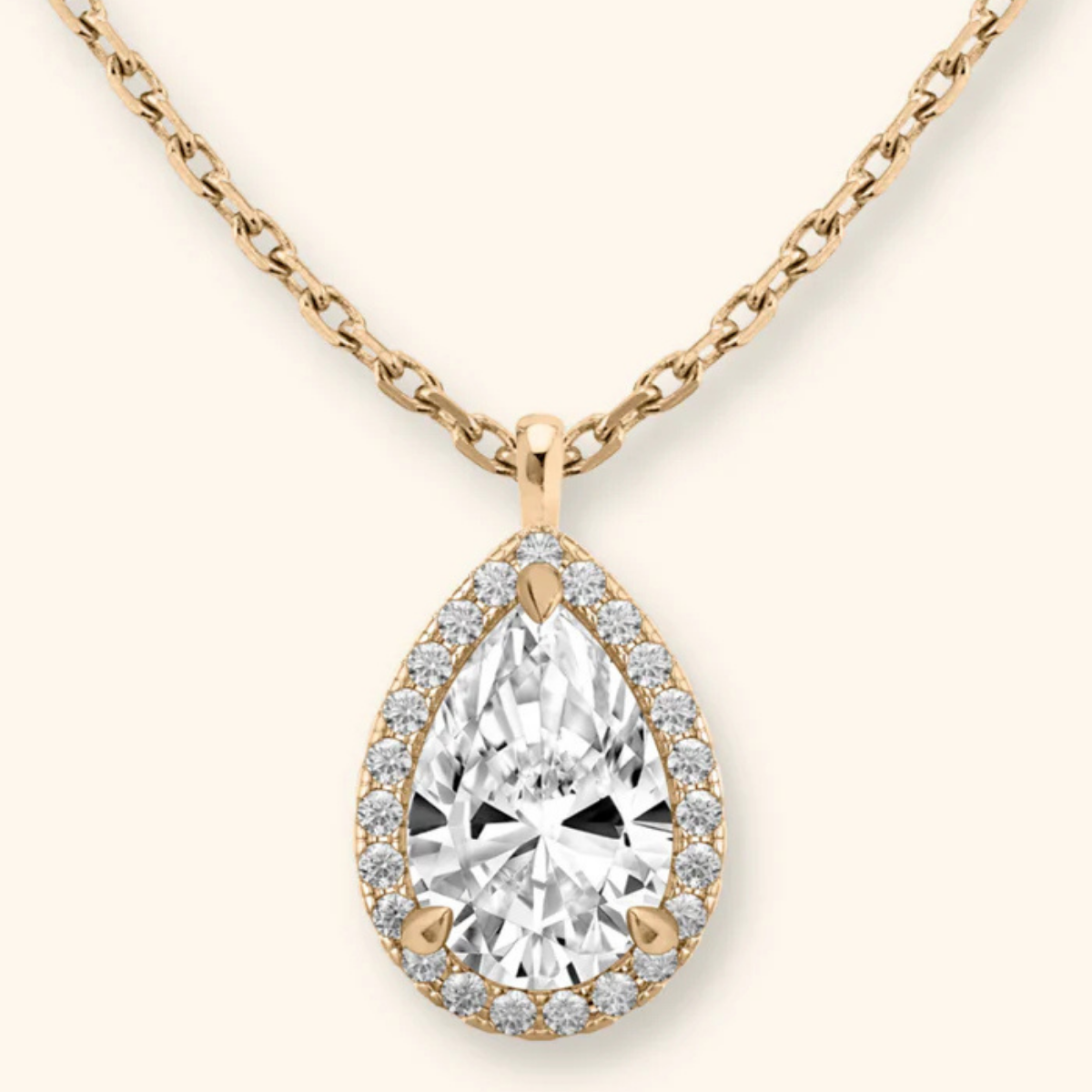 Coralina Halo Pear Solitaire Pendant