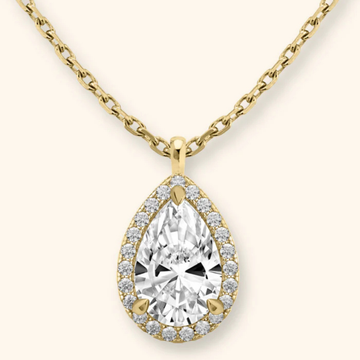 Coralina Halo Pear Solitaire Pendant