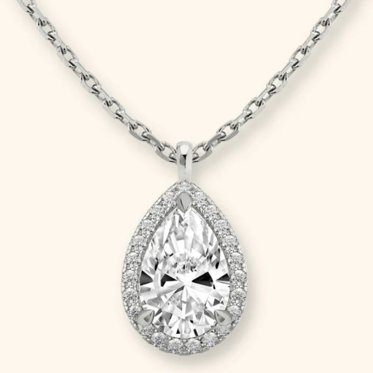 Coralina Halo Pear Solitaire Pendant
