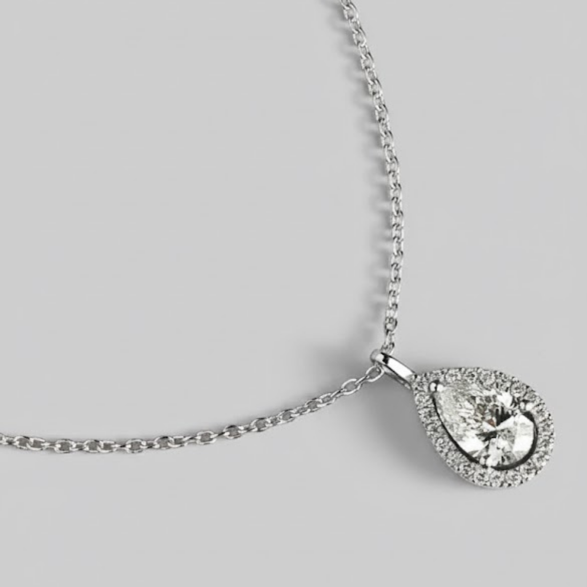 Coralina Halo Pear Solitaire Pendant