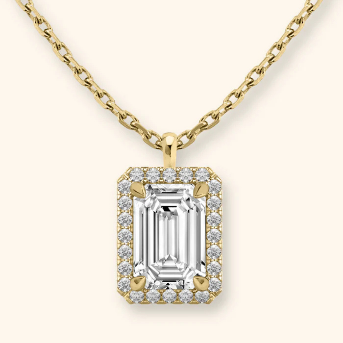 Coralina Halo Emerald Solitaire Pendant