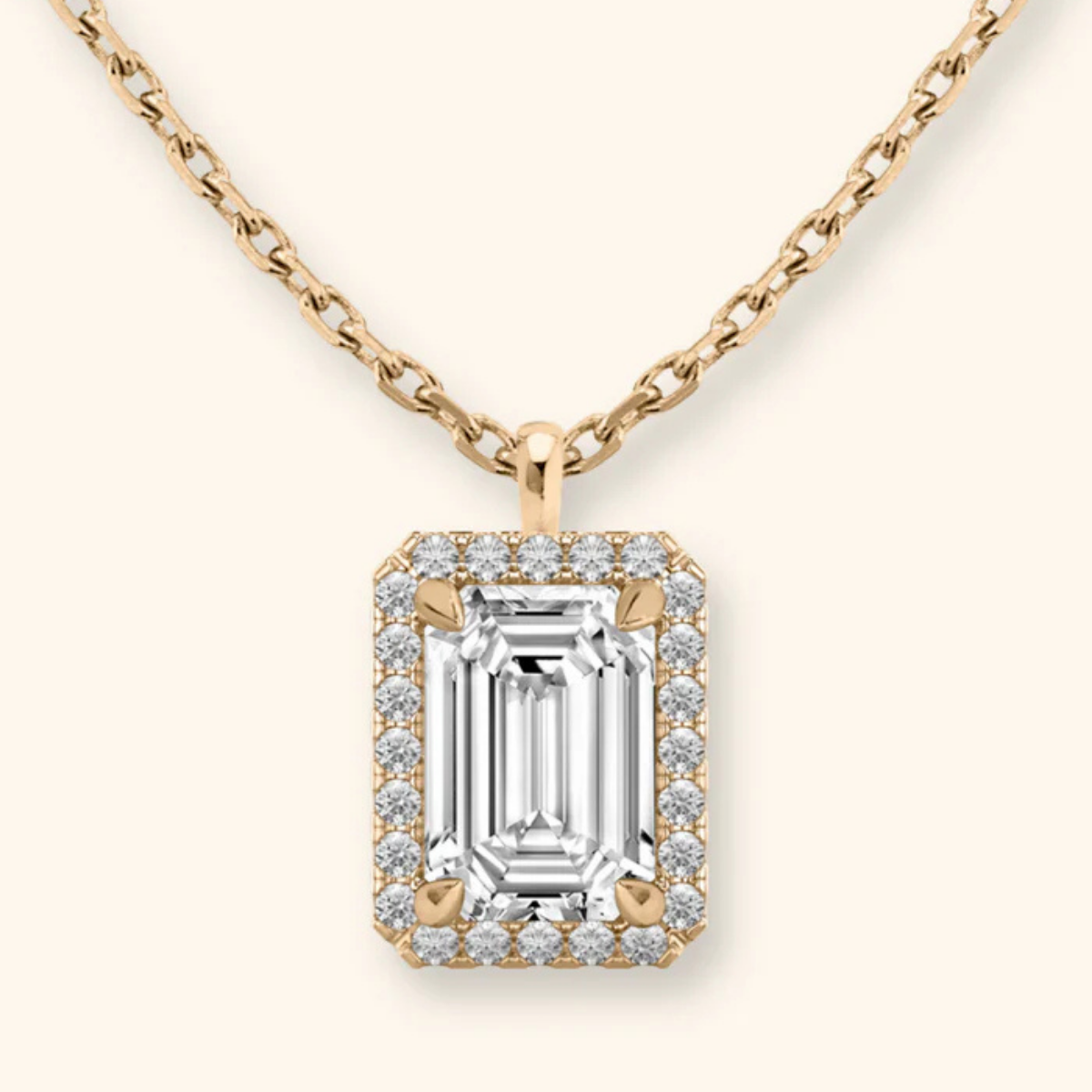 Coralina Halo Emerald Solitaire Pendant