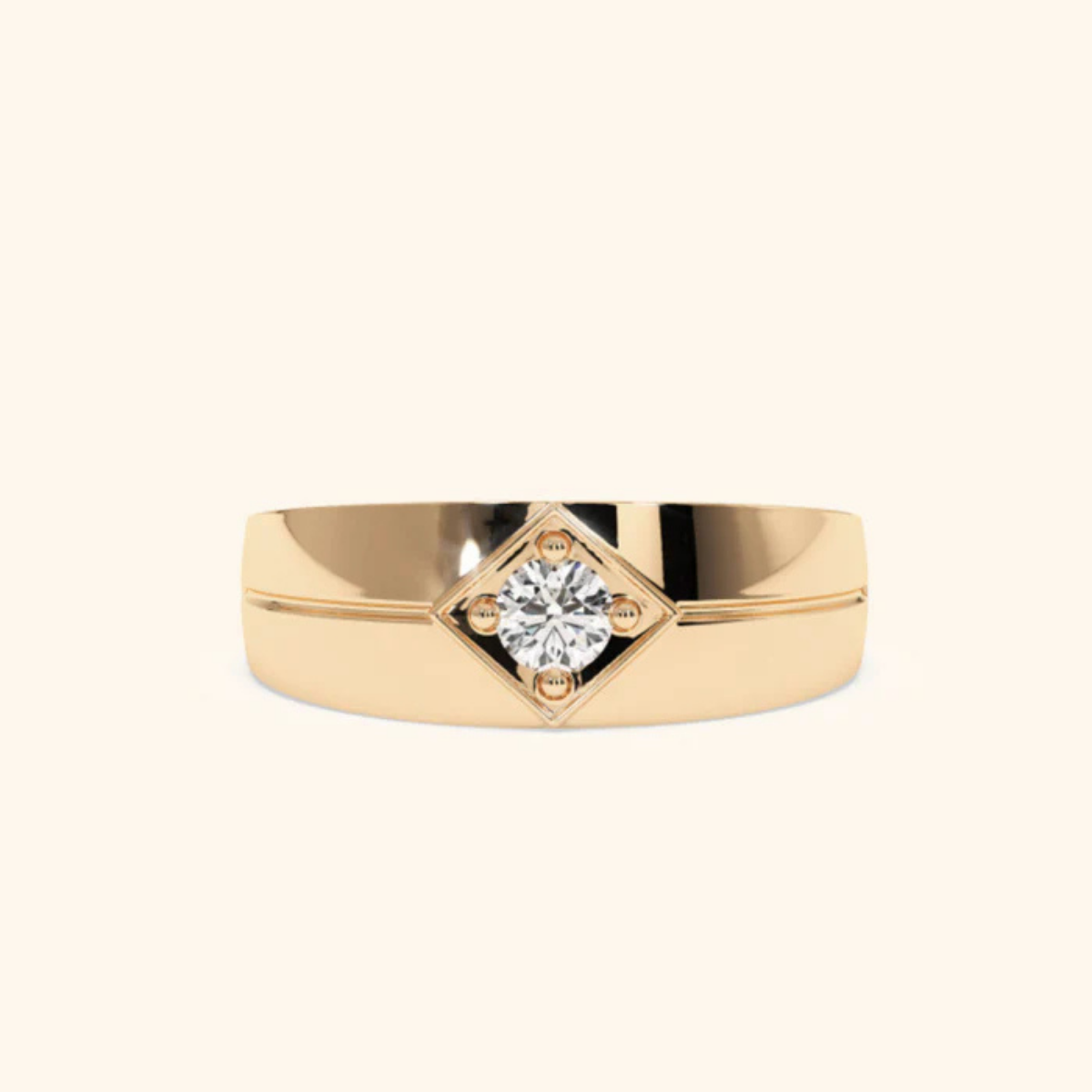 Icon Ring with a Round Brilliant Solitaire