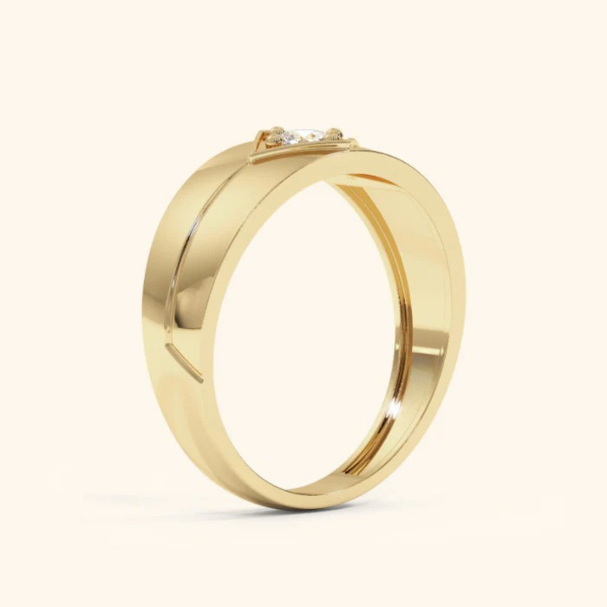 Icon Ring with a Round Brilliant Solitaire