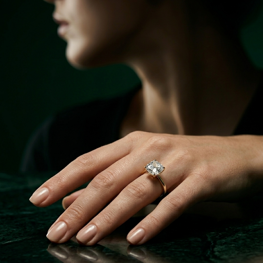 1 Ct Cushion Lab Diamond Ring