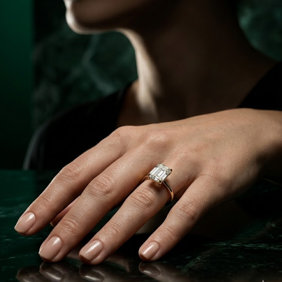 1 Ct Emerald Lab Diamond Ring