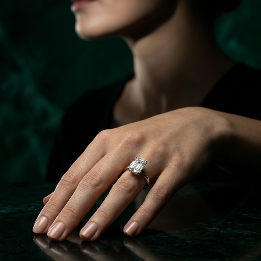 1.5 Ct Emerald Lab Diamond Solitaire Ring (E VVS, IGI)